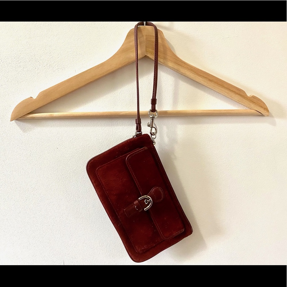 suede Coach wristlet